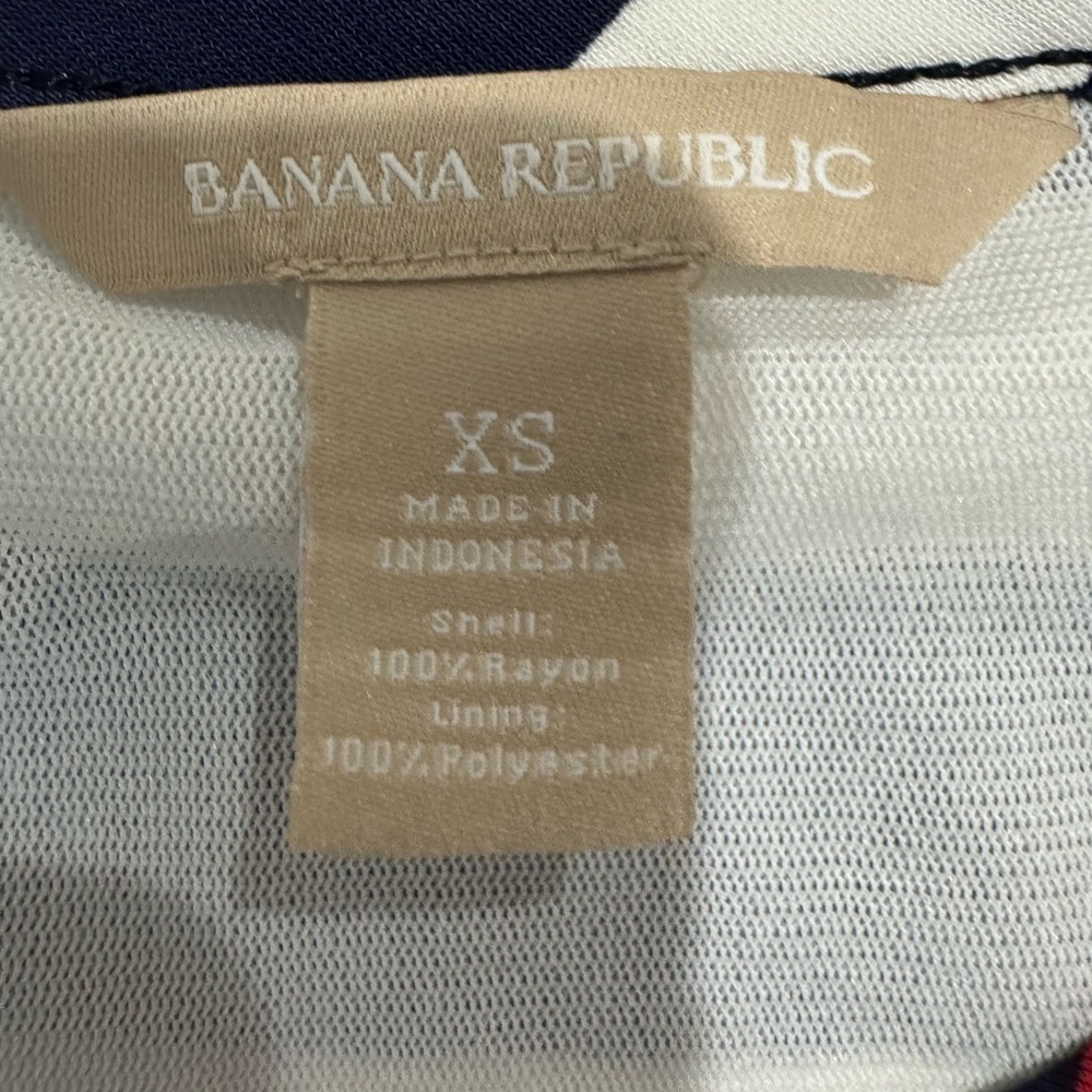 Banana Republic Striped Maxi Dress XS Navy Red White Tie Waist Sleeveless - Picture 4 of 4